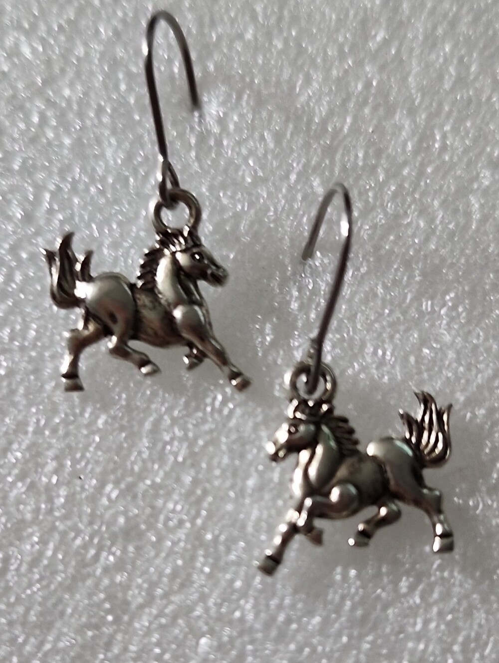 Hand Crafted Silver Horse Dangle Earrings